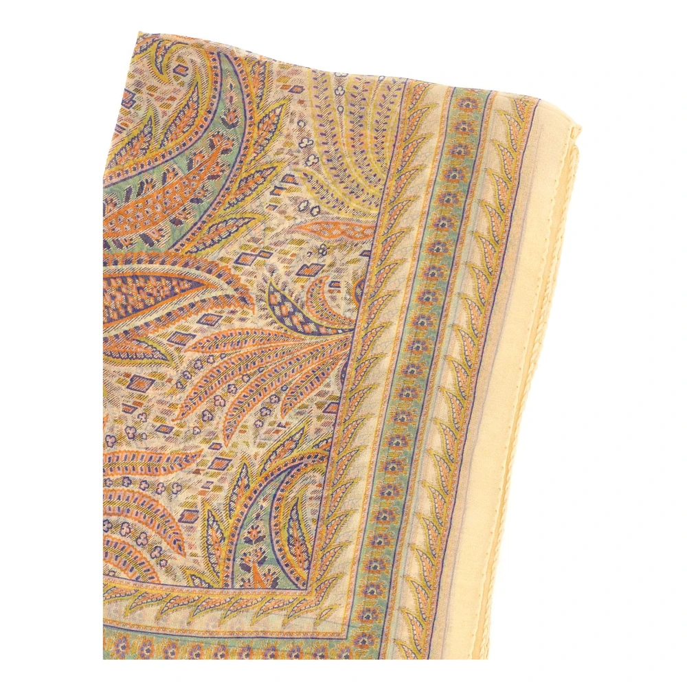 ETRO Multicolor Foliage Paisley Zijden Sjaal Multicolor Dames