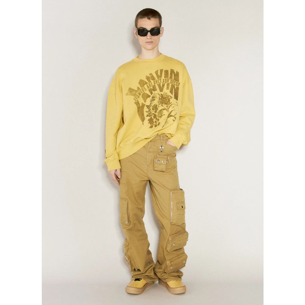 Lanvin Katoenen Fleece Logo Print Sweatshirt Yellow Heren