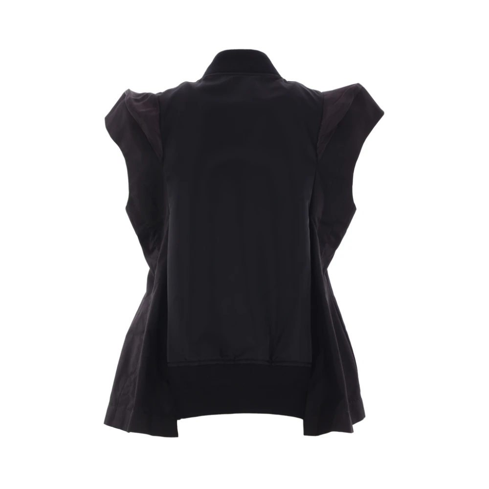 Sacai Zwarte Twill en Gabardine Jassen Black Dames
