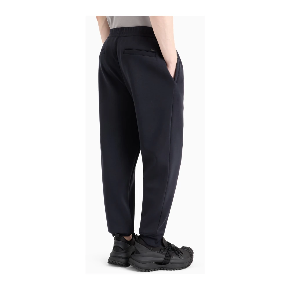 Emporio Armani Blauwe Joggerbroek Warm Jersey Blue Heren