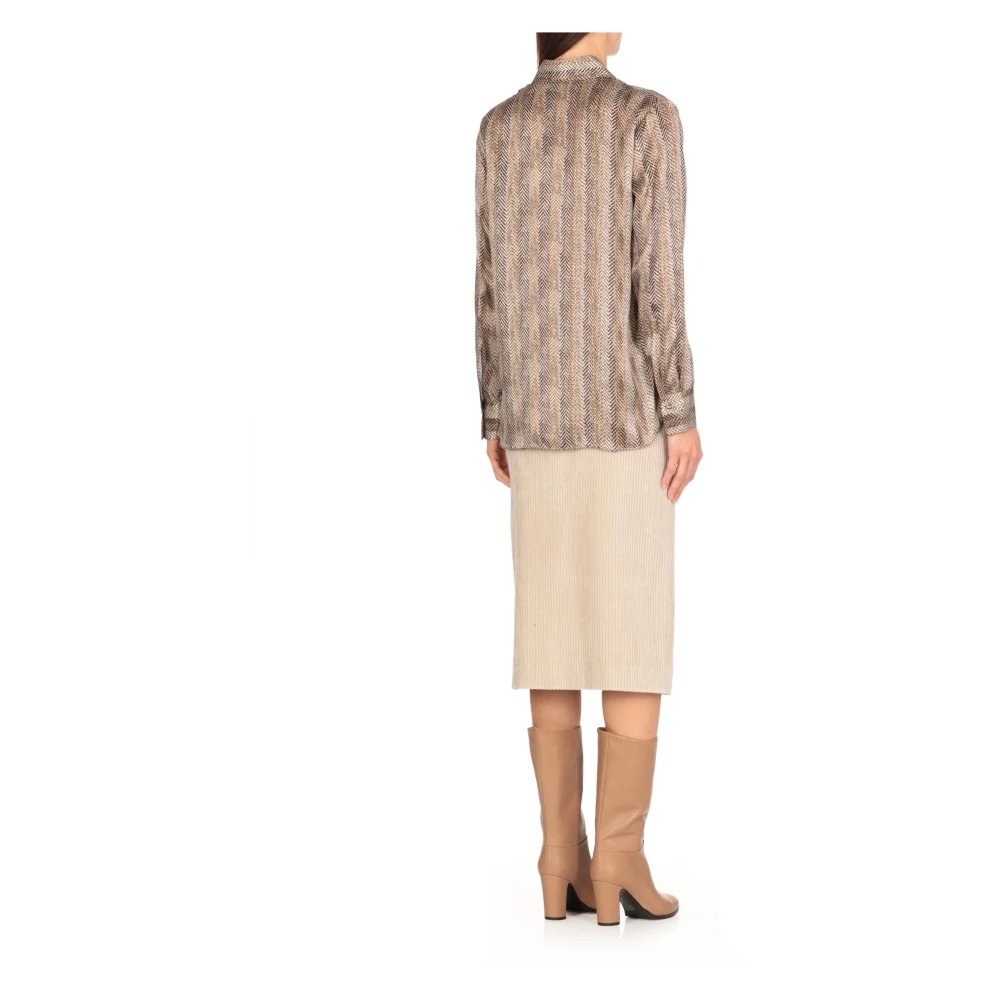 Antonelli Firenze Bruine zijden blouse met kraag Brown Dames