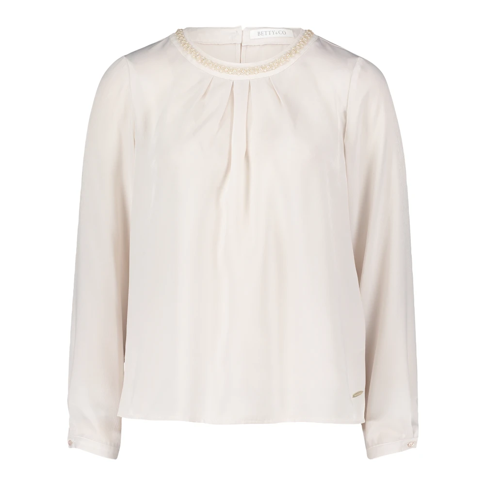 Betty & Co Doorschijnende blouse met parels Beige Dames