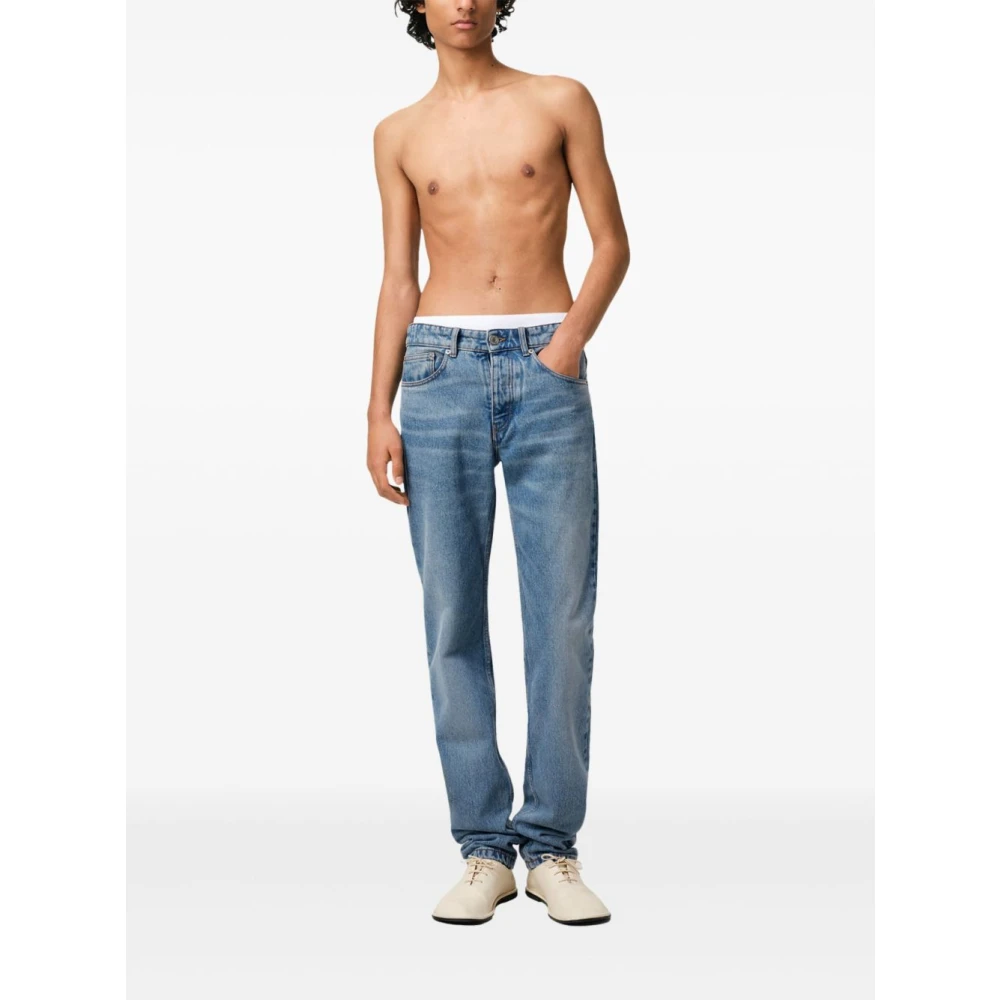 Ami Paris Blauwe Gebruikte Straight-Fit Denim Jeans Blue Heren