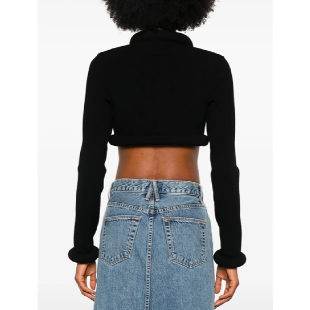 Jean Paul Gaultier Zwarte Viscose Cardigan met Schuimdetail Black Dames
