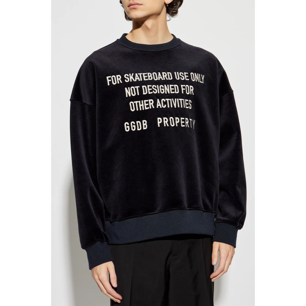 Golden Goose Velours Sweatshirt met Logo Black Heren