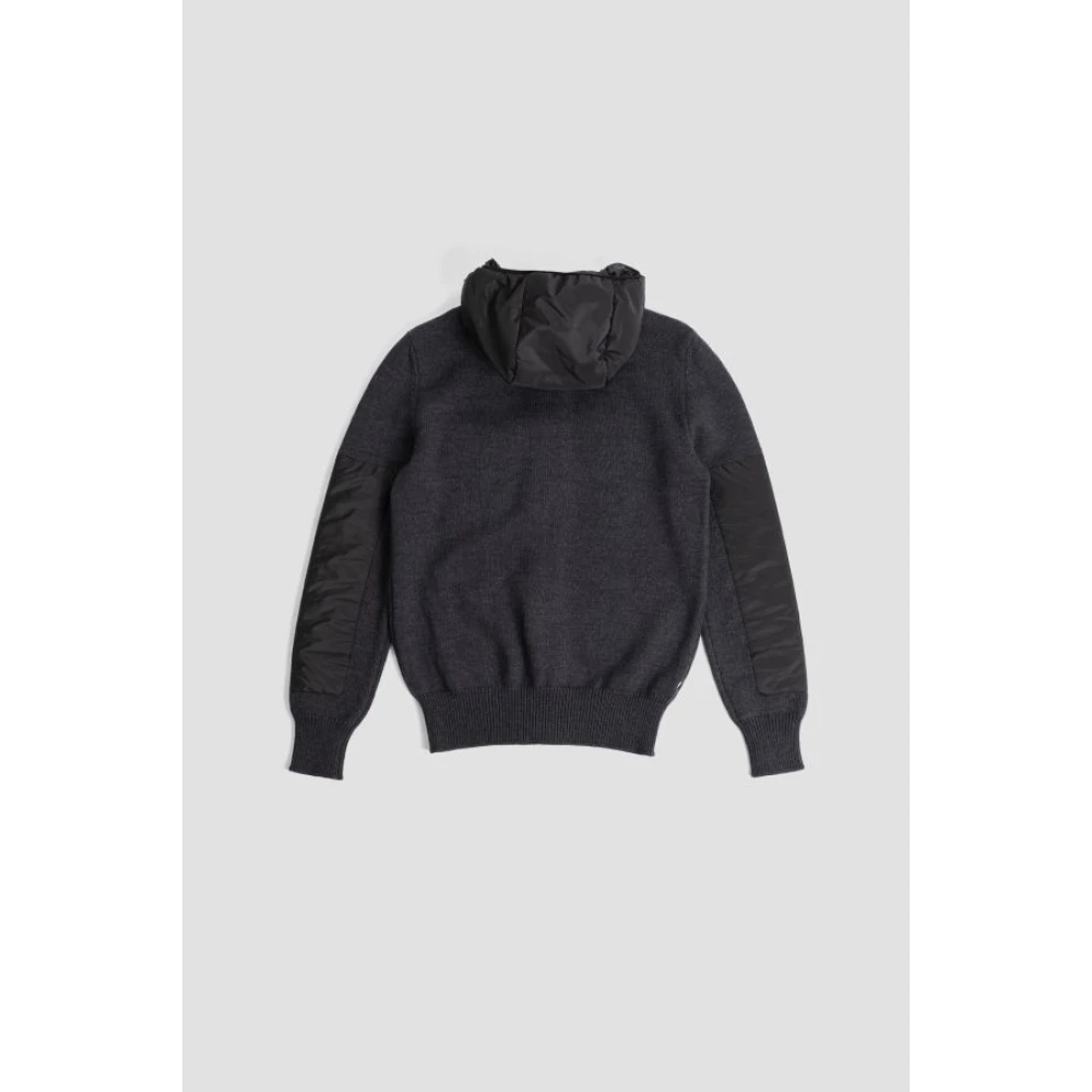 Moncler Grijze wollen vest met capuchon Blue Heren