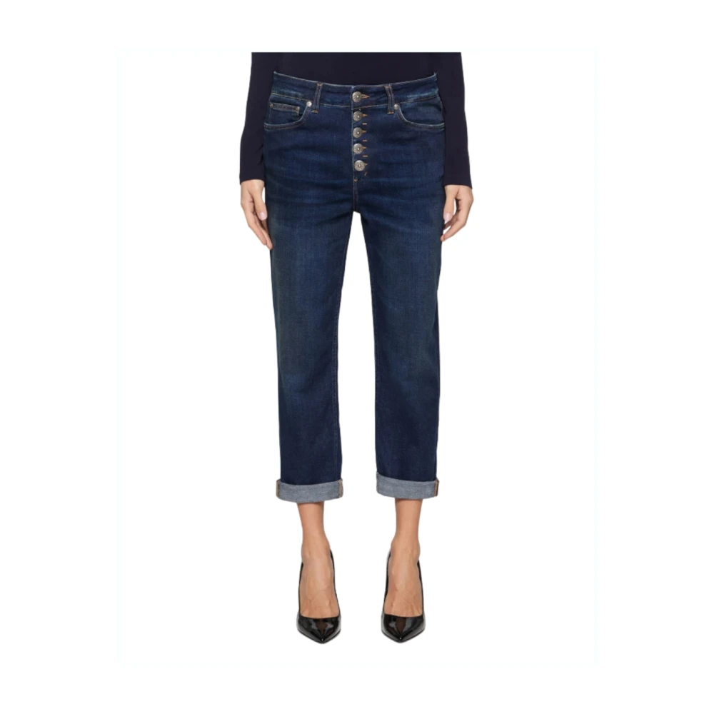 Dondup Cropped Jeans met Jewel Button Fastening Blue Dames