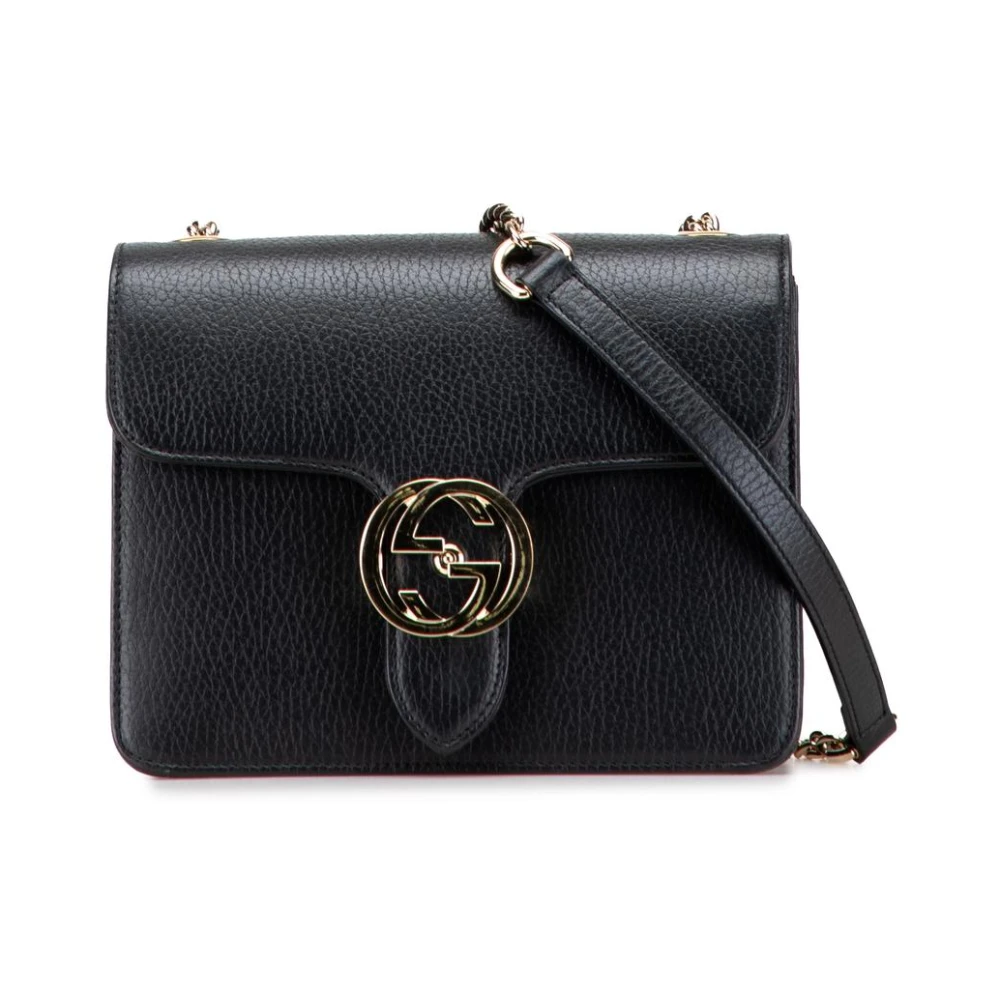 Gucci Vintage Damen Schwarz Gebrauchte Schultertasche Mit Kette