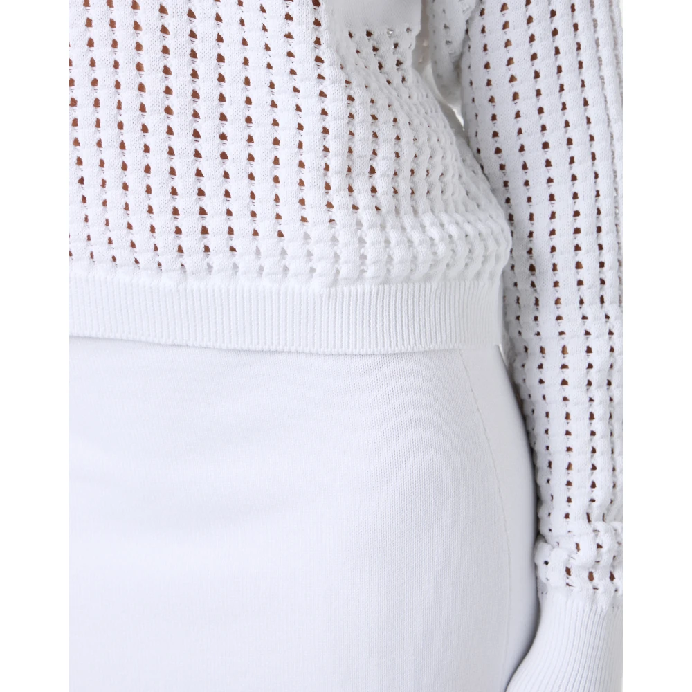 Iceberg Witte katoenen polo met geperforeerde strepen en logo White Dames