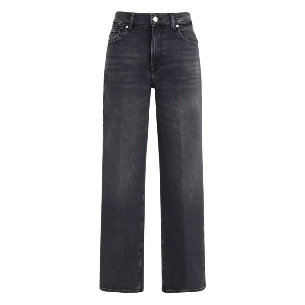 7 For All Mankind Women's Black Straight Fit Jeans, W29, Stovepipe Straight Bottomline