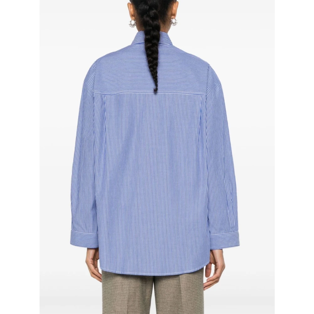 pinko Blauw Gestreept Overhemd Klassieke Kraag Blue Dames