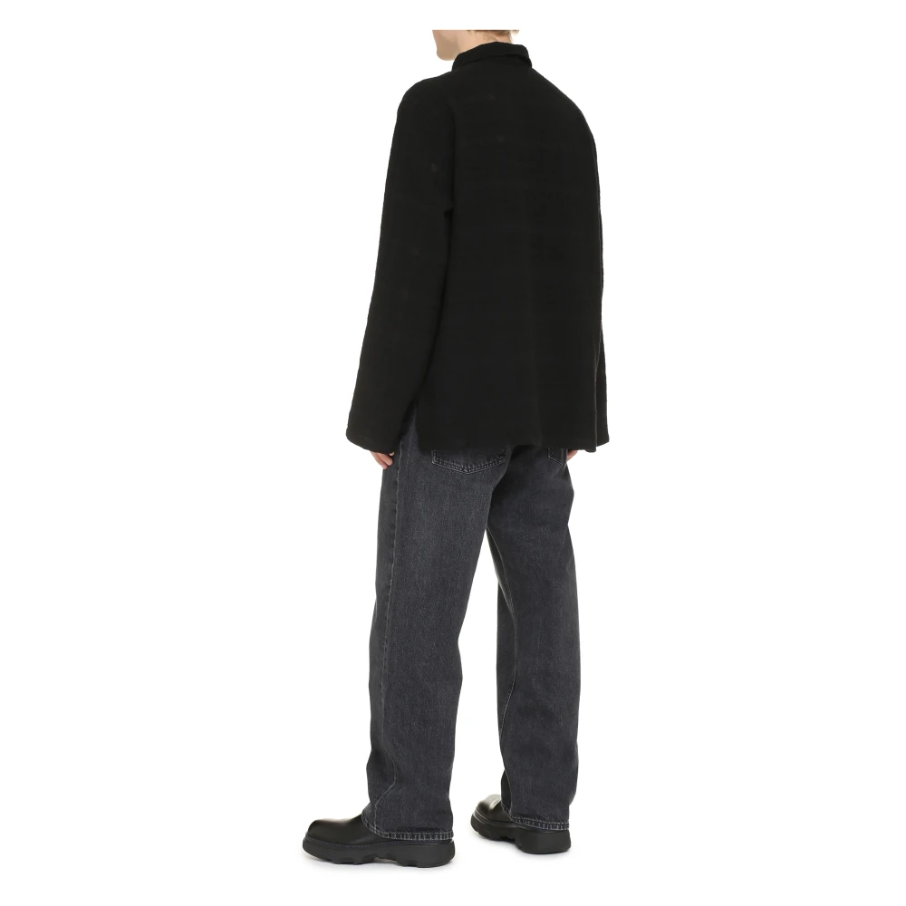 Our Legacy Klassieke Kraag Wolmix Overshirt Black Heren