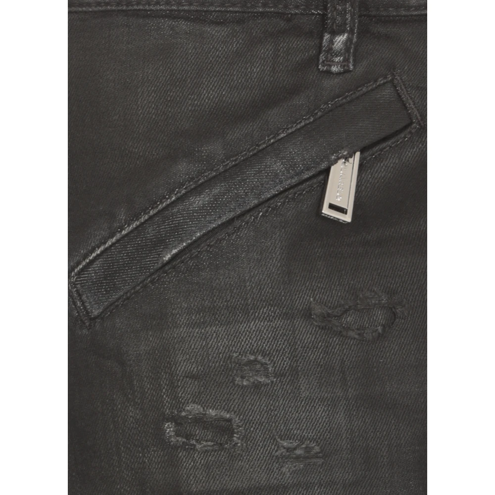 Dsquared2 Zwarte Katoenen Jeans met Gescheurde Details Black Heren