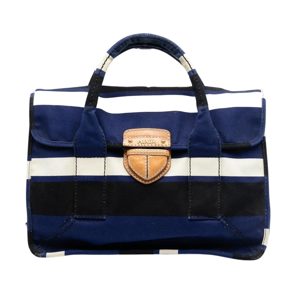 Prada Vintage Women's Pre-Owned Striped Tote Bag