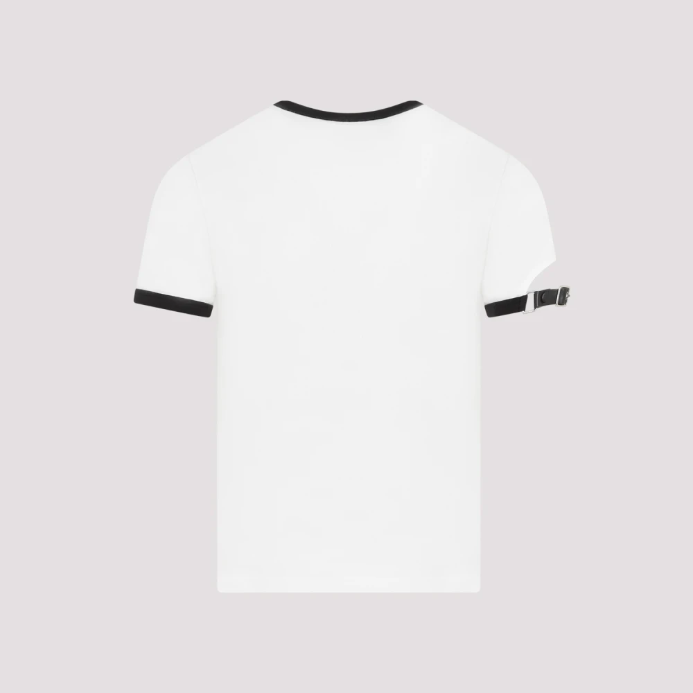 Courrèges Witte Katoenen T-shirt met Gesp Detail White Dames