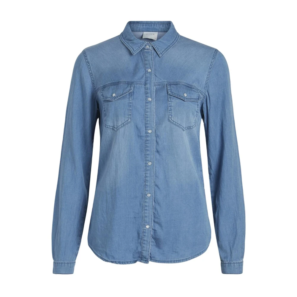 Vila Women's Blue Denim Button-Up Shirt