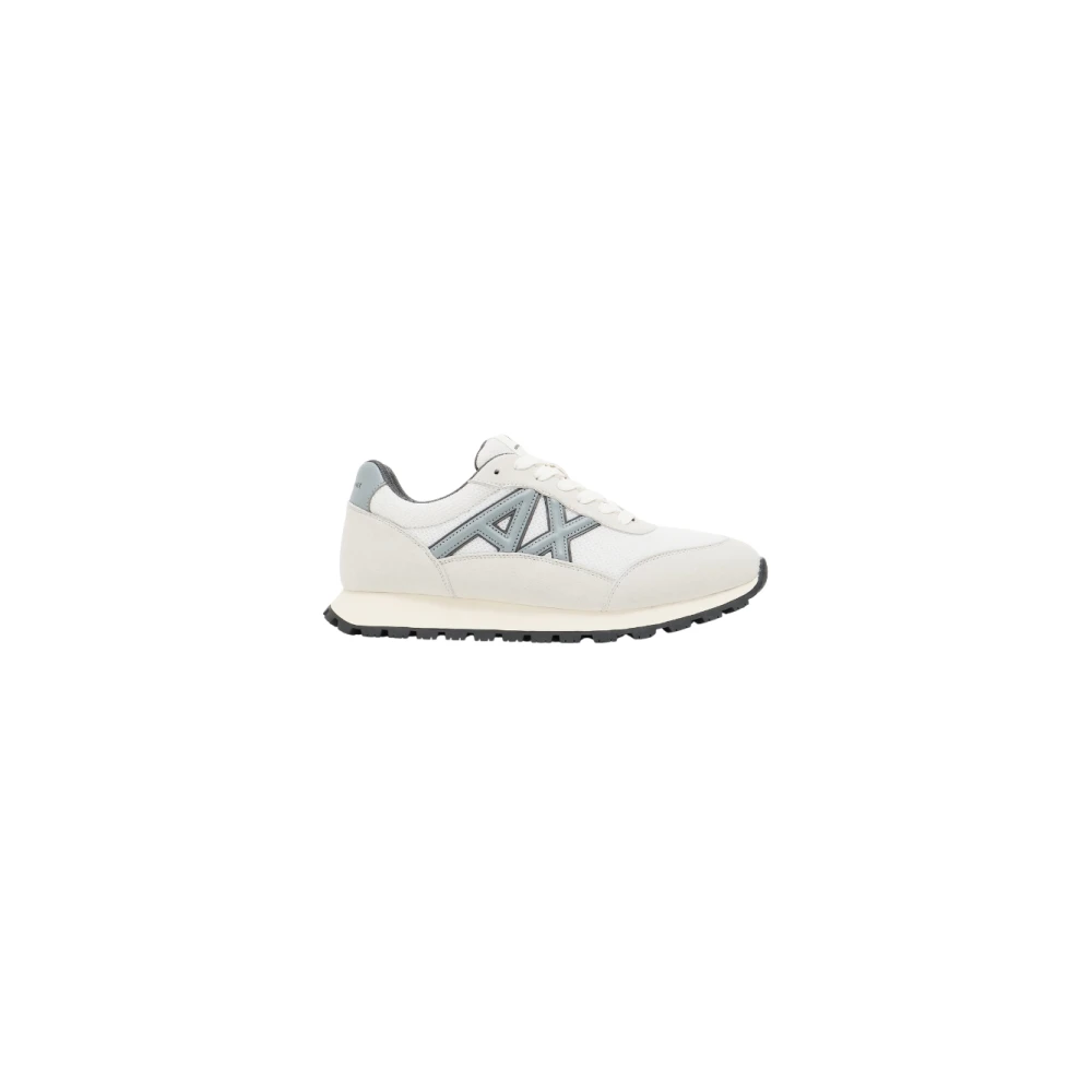 Armani Exchange Men's Gray Sneakers,, White/Grey Logo Trainers Size 11 Uk
