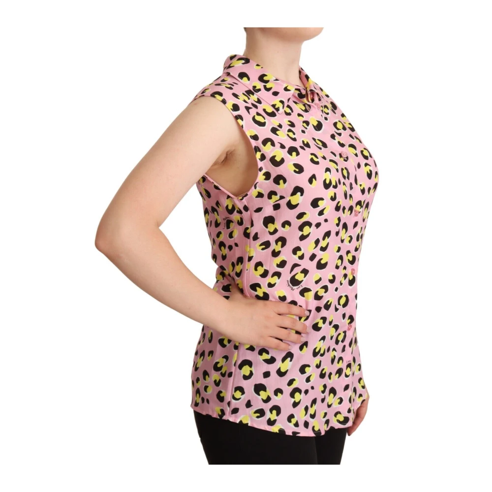 Love Moschino Leopard Print Sleeveless Polo Shirt Multicolor Dames