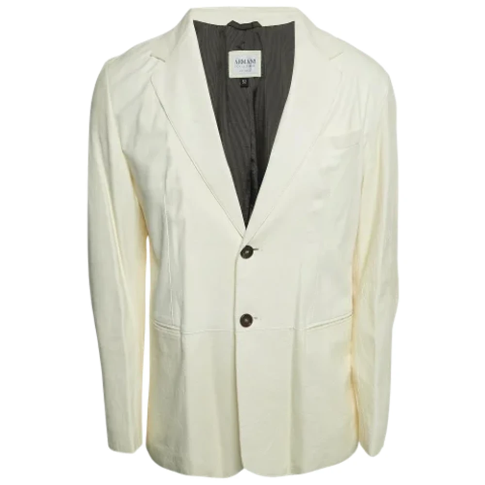 Armani Pre-owned Leather outerwear White Dames