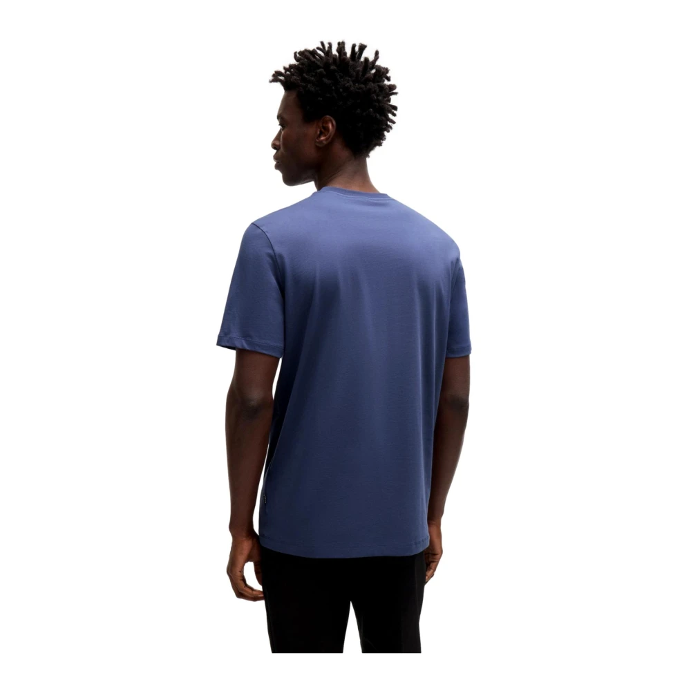 Hugo Boss Blauw Katoenen T-shirt met Rubberen Logo Blue Heren