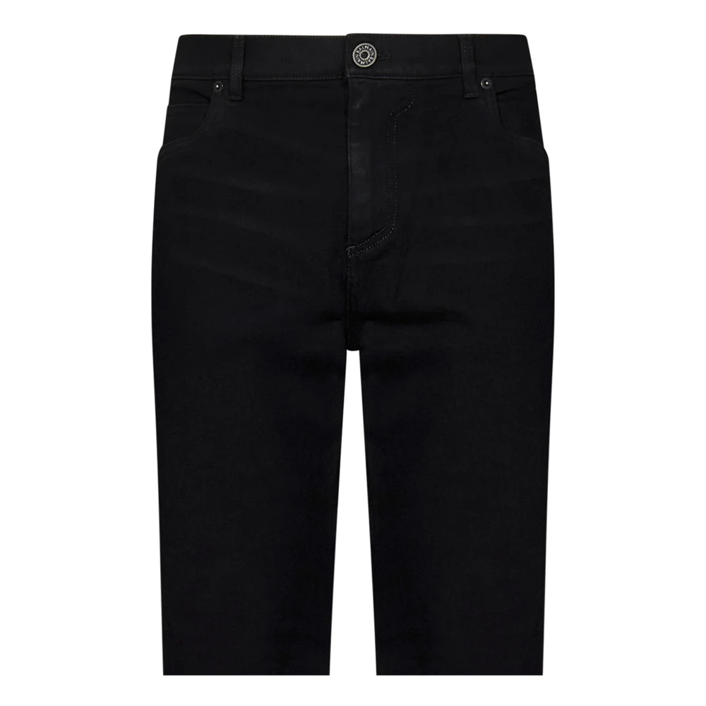 Balmain Zwarte Denim Jeans met Logo Borduursel Black Heren