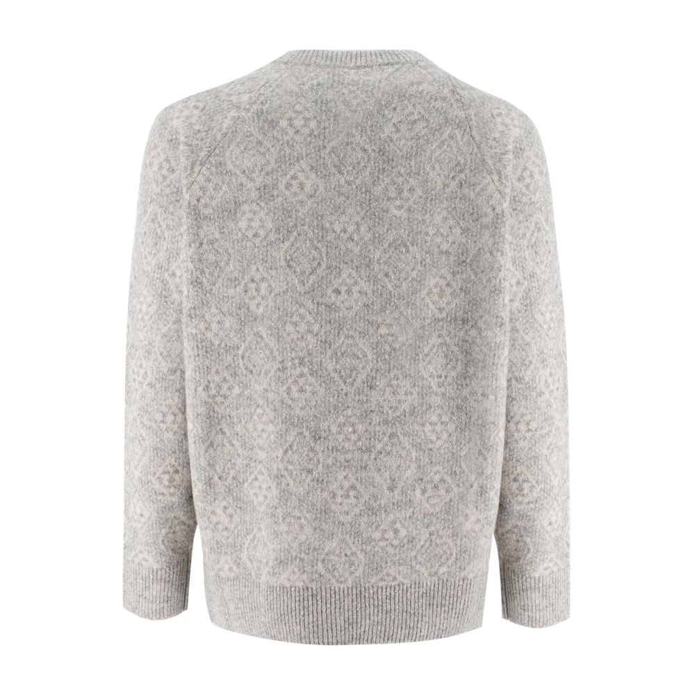 BRUNELLO CUCINELLI Elegante Crew-Neck Trui met Patroon Gray Heren