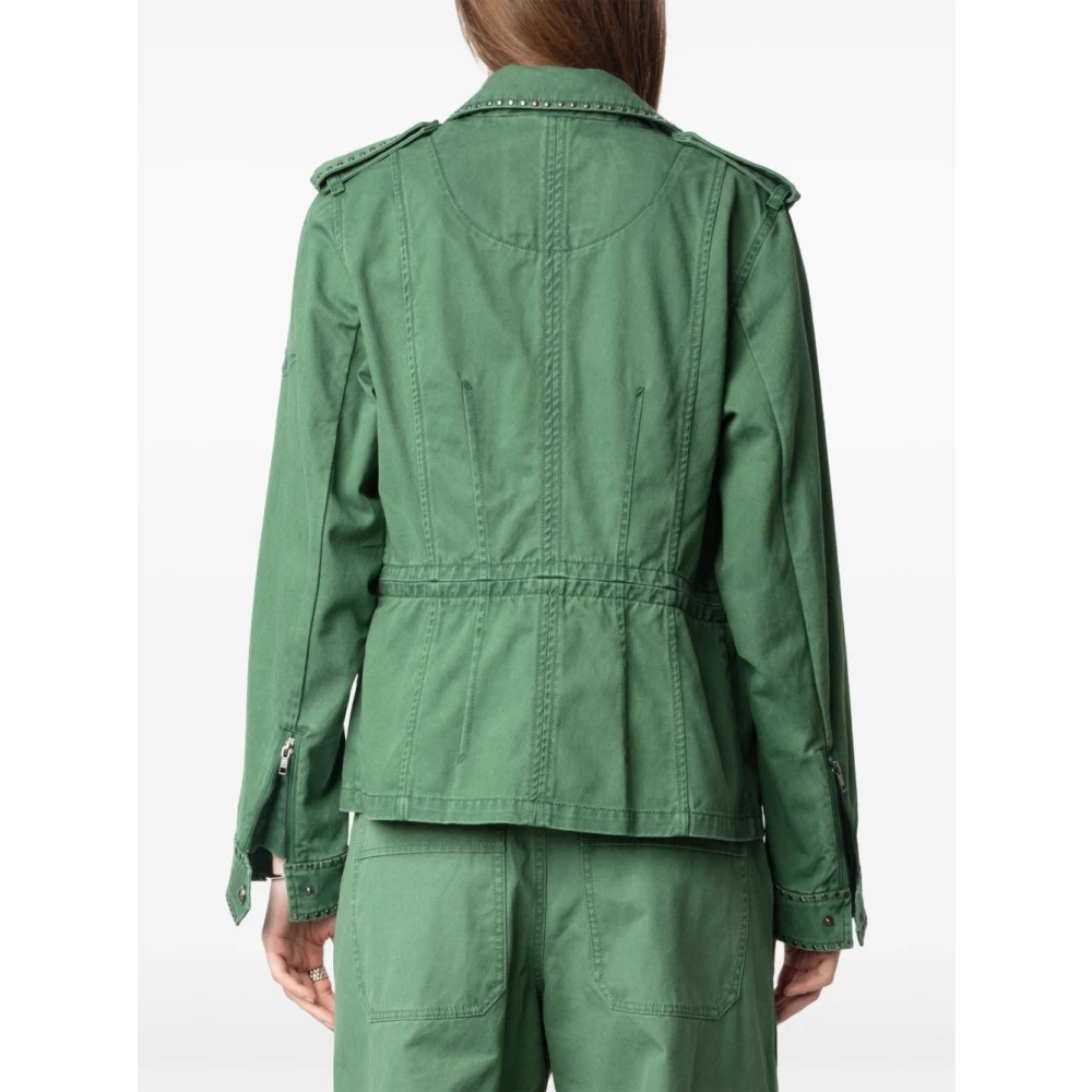 Zadig & Voltaire Groene Katoenen Jas met Studs Green Dames