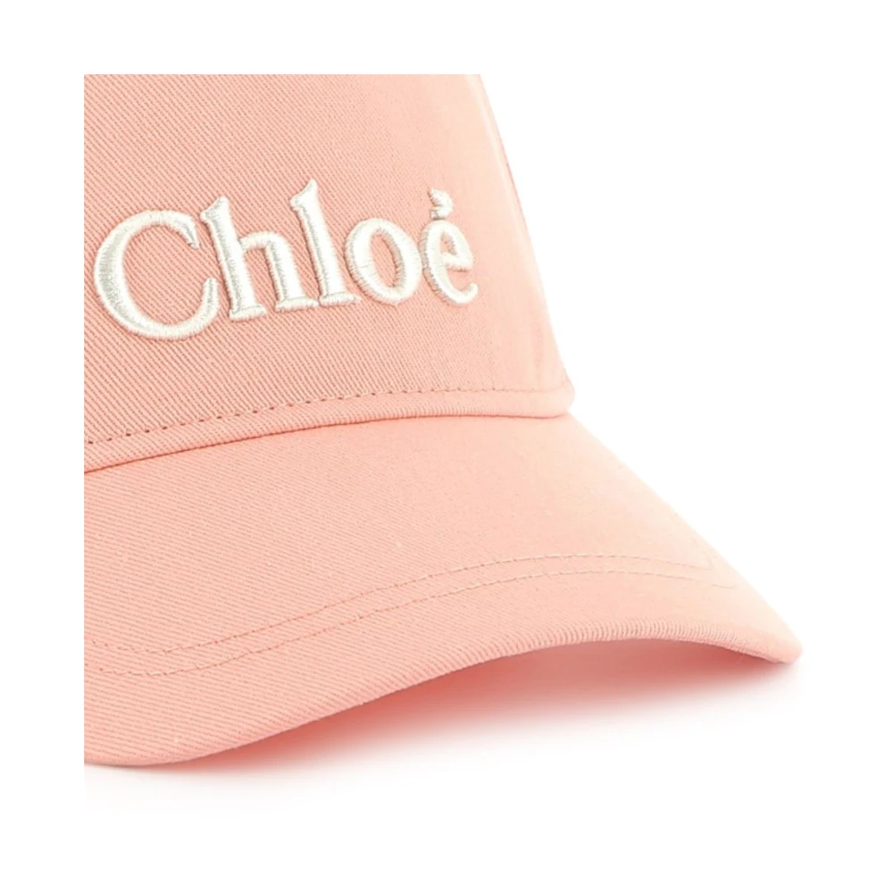 Chloé Roze Katoenen Geborduurd Logo Hoed Pink Dames