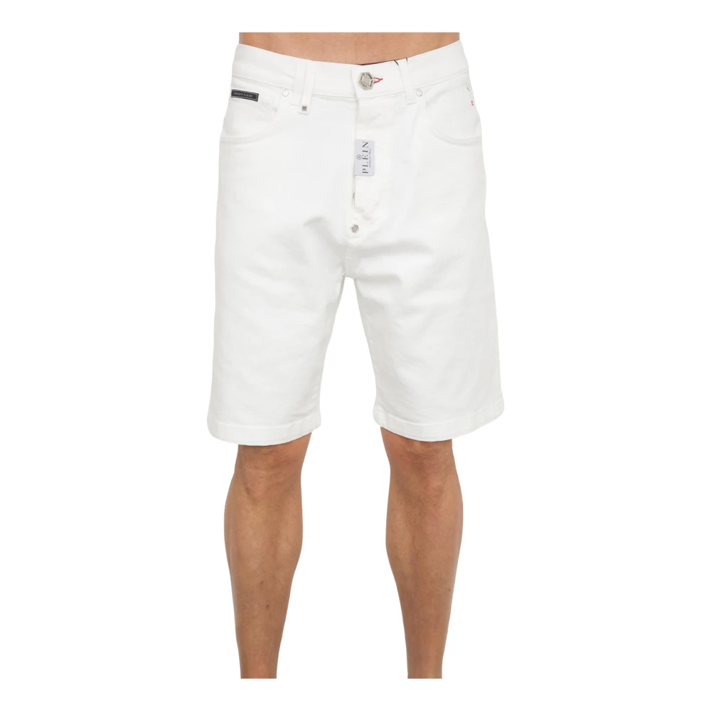 Philipp Plein Men's White Denim Shorts Fortera Fit - Denim Shorts - W32 - Shorts