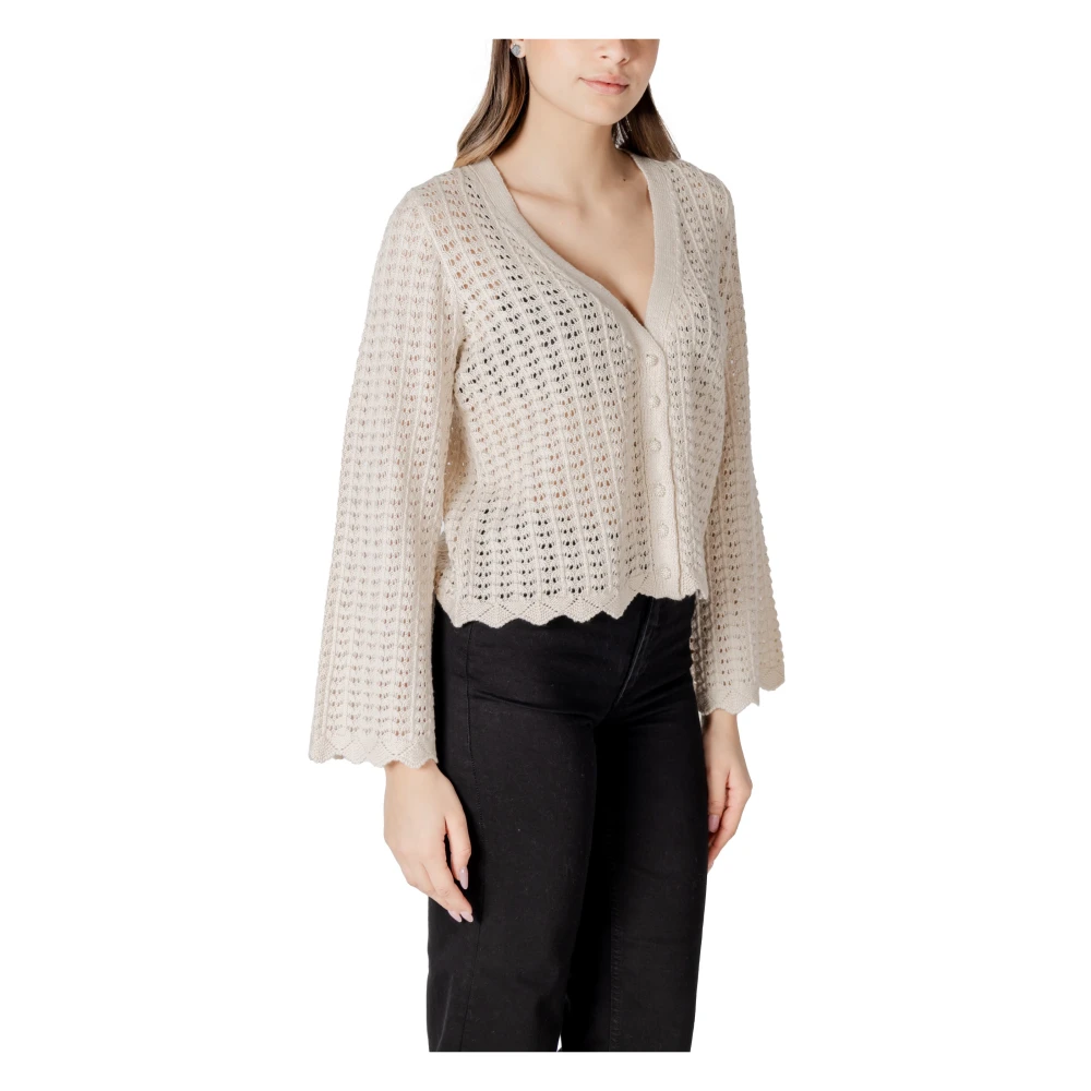Only Beige V-Neck Button Cardigan Beige Dames