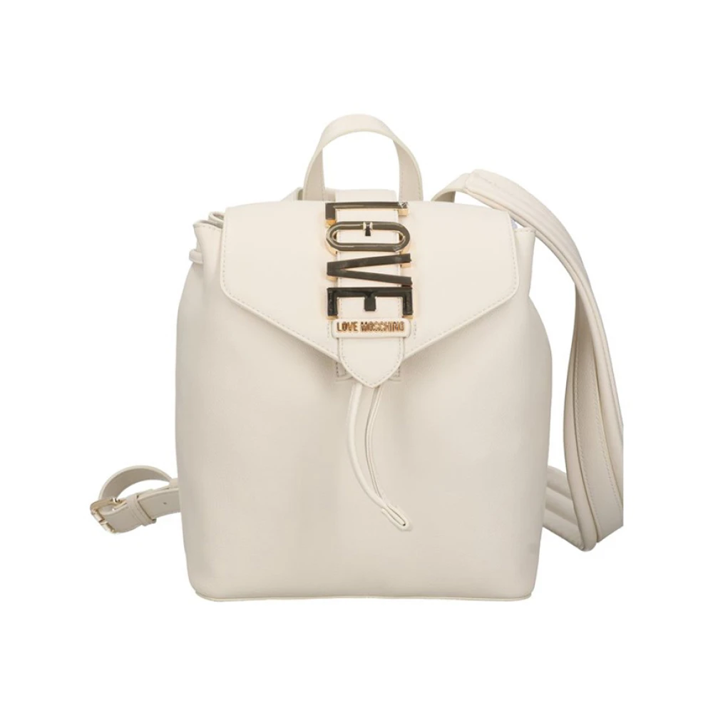 Moschino Ivoor Trendy Rugzak met Gouden Details Beige Dames