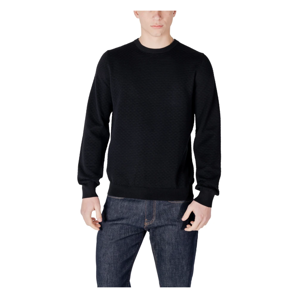 Antony Morato Zwarte Gebreide Trui Lange Mouwen Ronde Hals Black Heren