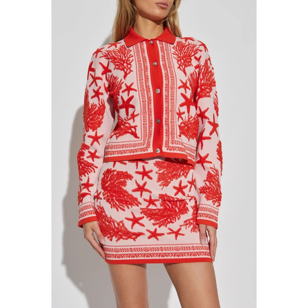 Versace Cardigan met 'Barocco Sea' patroon Red Dames