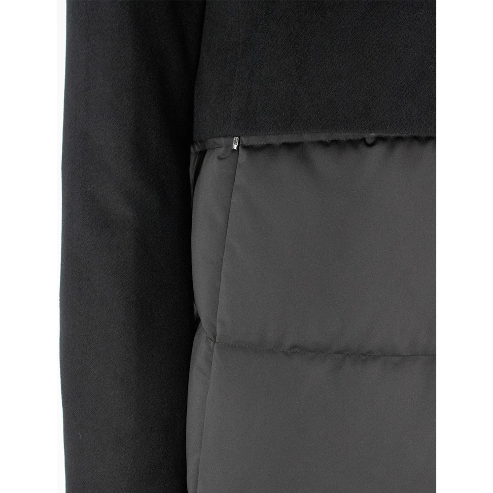 Duno Bi-materiaal wollen en technische donsjas Black Dames