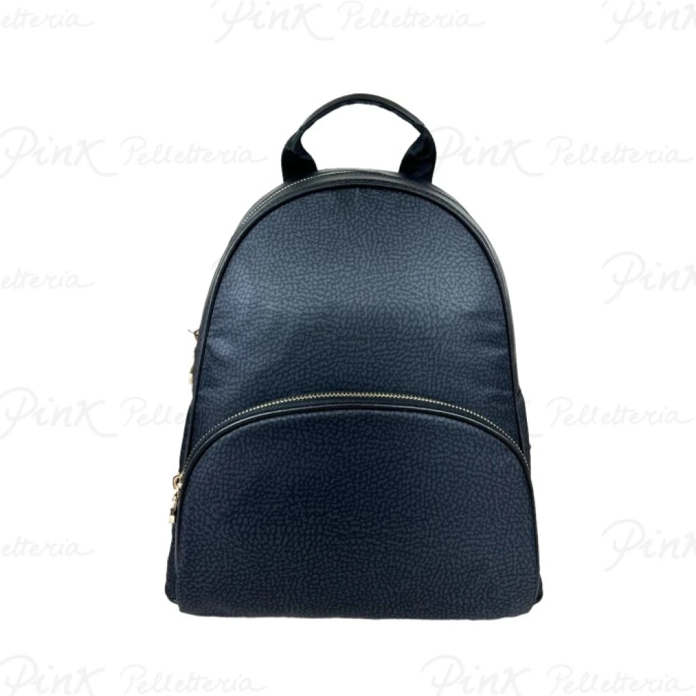 Borbonese Vrouw Zwart Tassen Dames, One Size, Leer, Zaino Medium