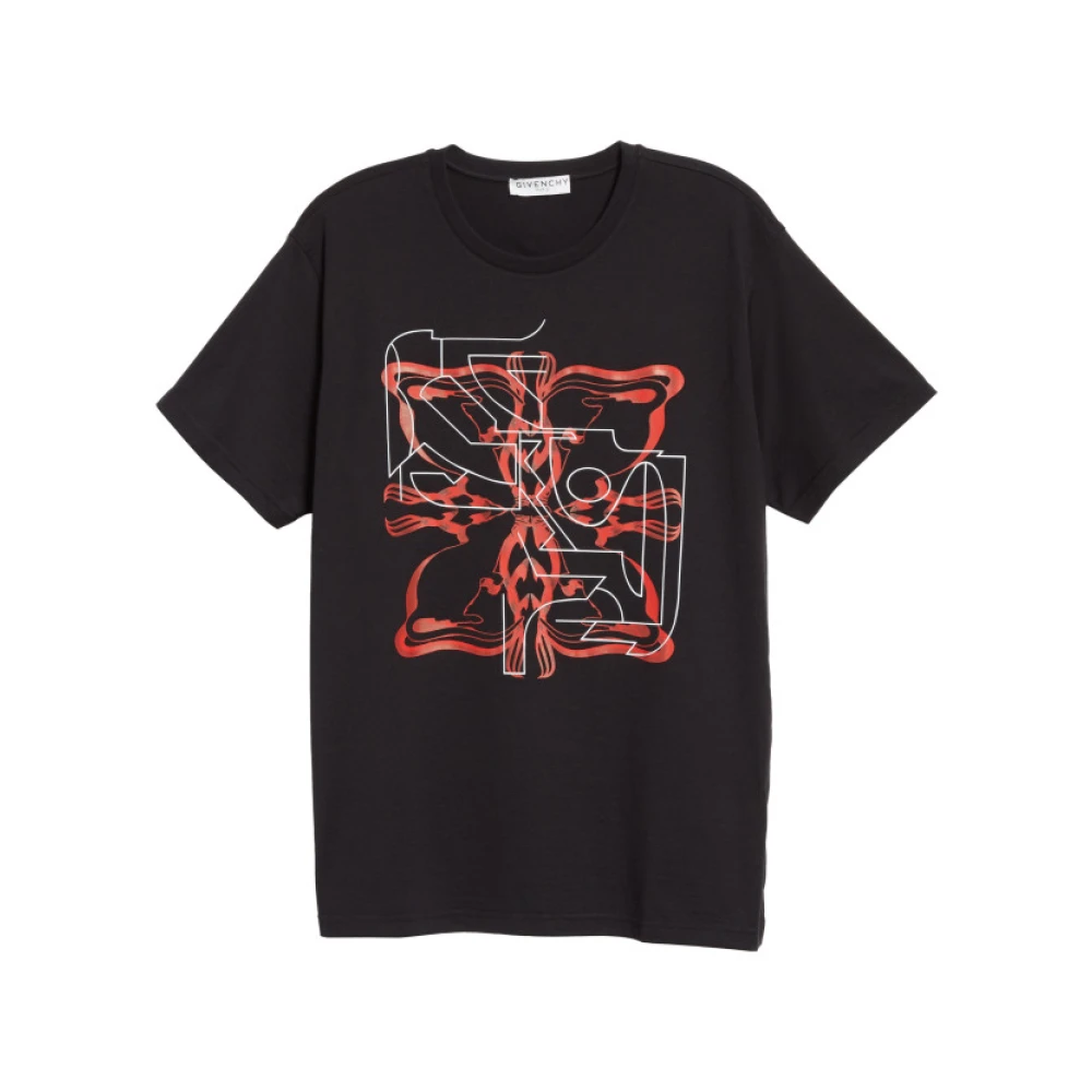 Givenchy Zwart Logo Print Classic Fit T-Shirt Black Heren