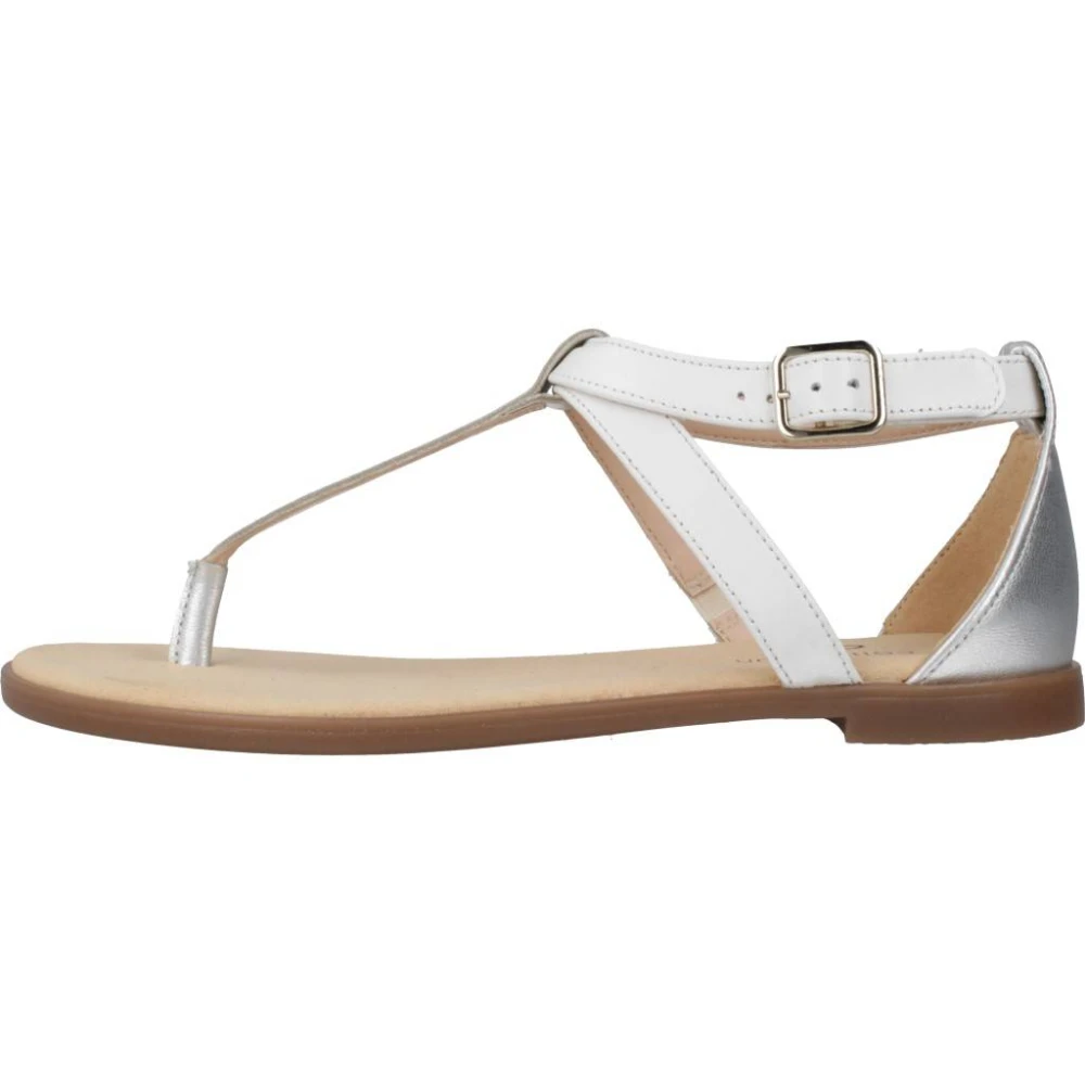 Clarks Flat Sandals White Dames