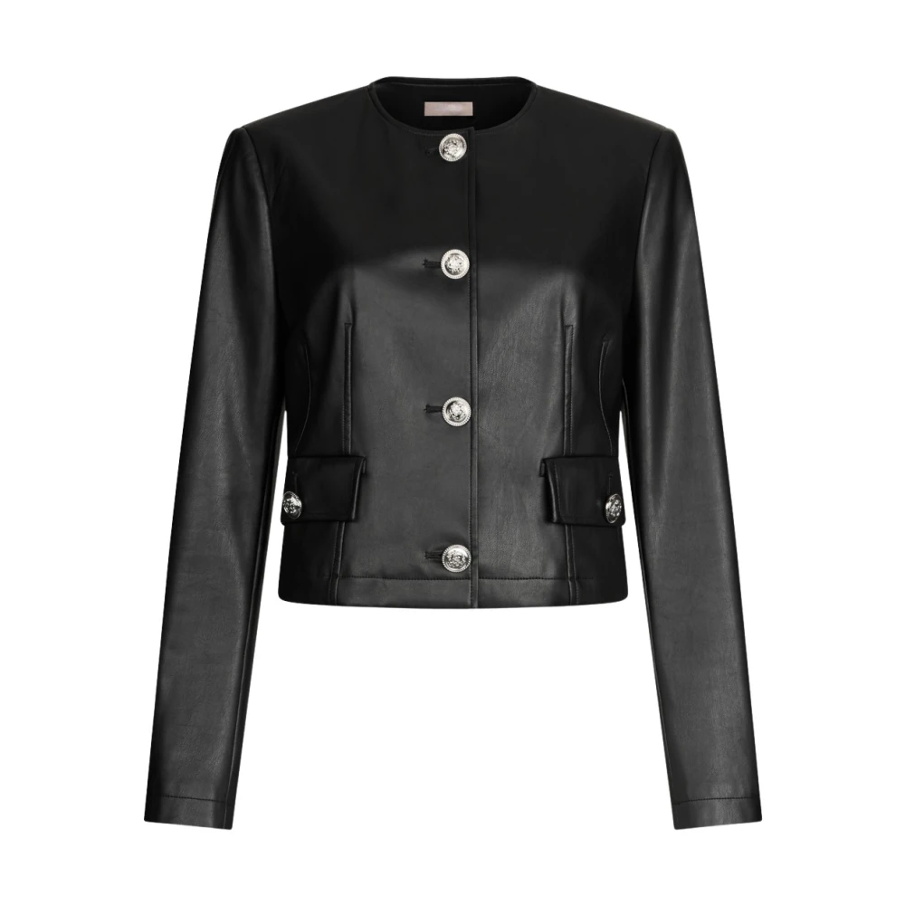 Liu Jo Jas van gecoat stof met ronde hals Black Dames