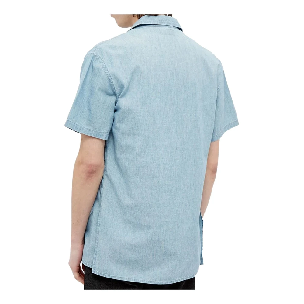 Saint Laurent Denim Overhemd met Korte Mouwen Blue Heren
