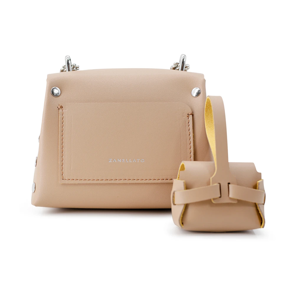 Zanellato Stijlvolle Beige Leren Schoudertas Beige Dames