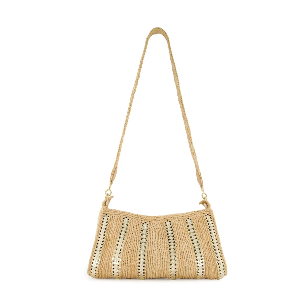 Paco Rabanne Beige Raffia Handtas met Zilveren Inzetstukken Beige Dames