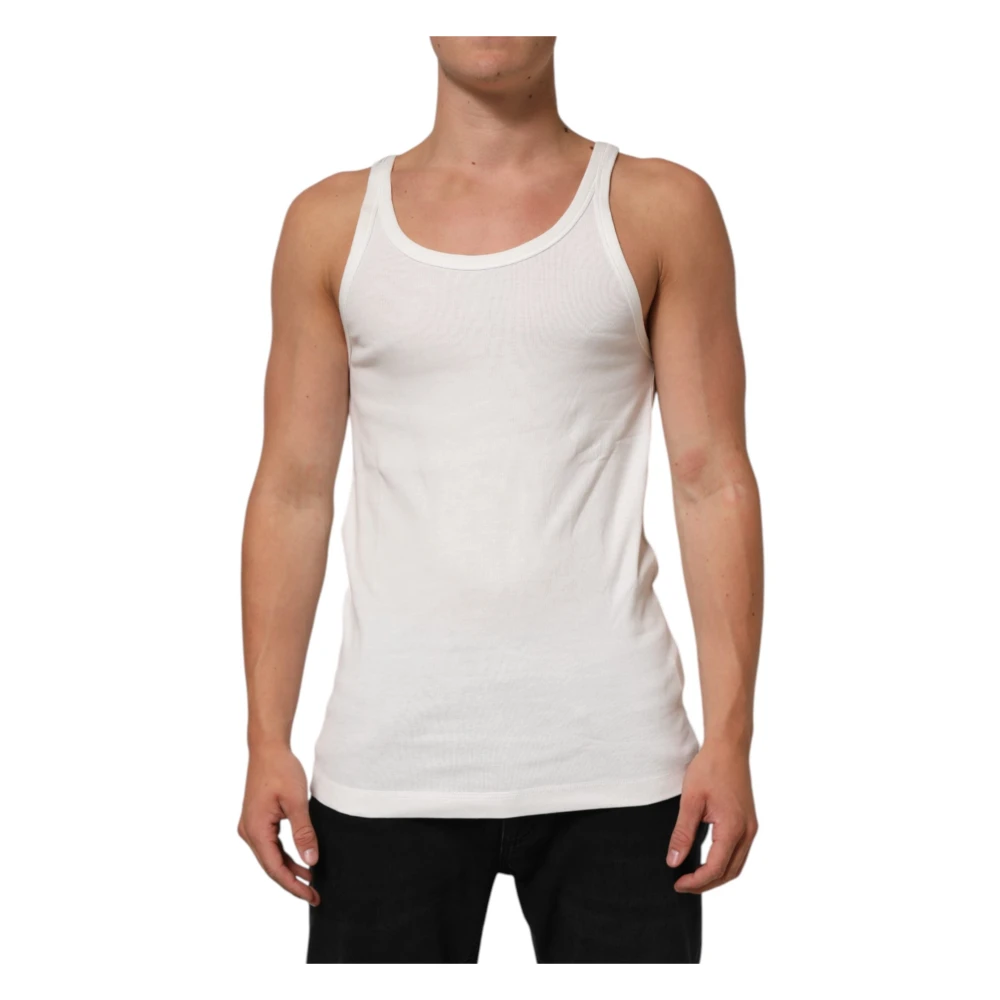 Dolce & Gabbana Men's White Sleeveless Round Neck Tank Top
