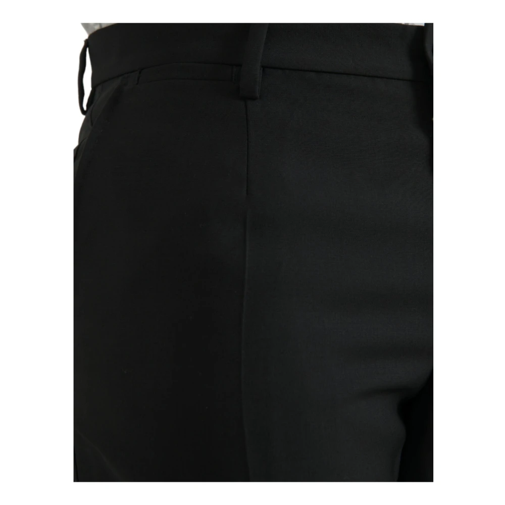 Dolce & Gabbana Zwarte Wol Slim Fit Pantalon Black Heren