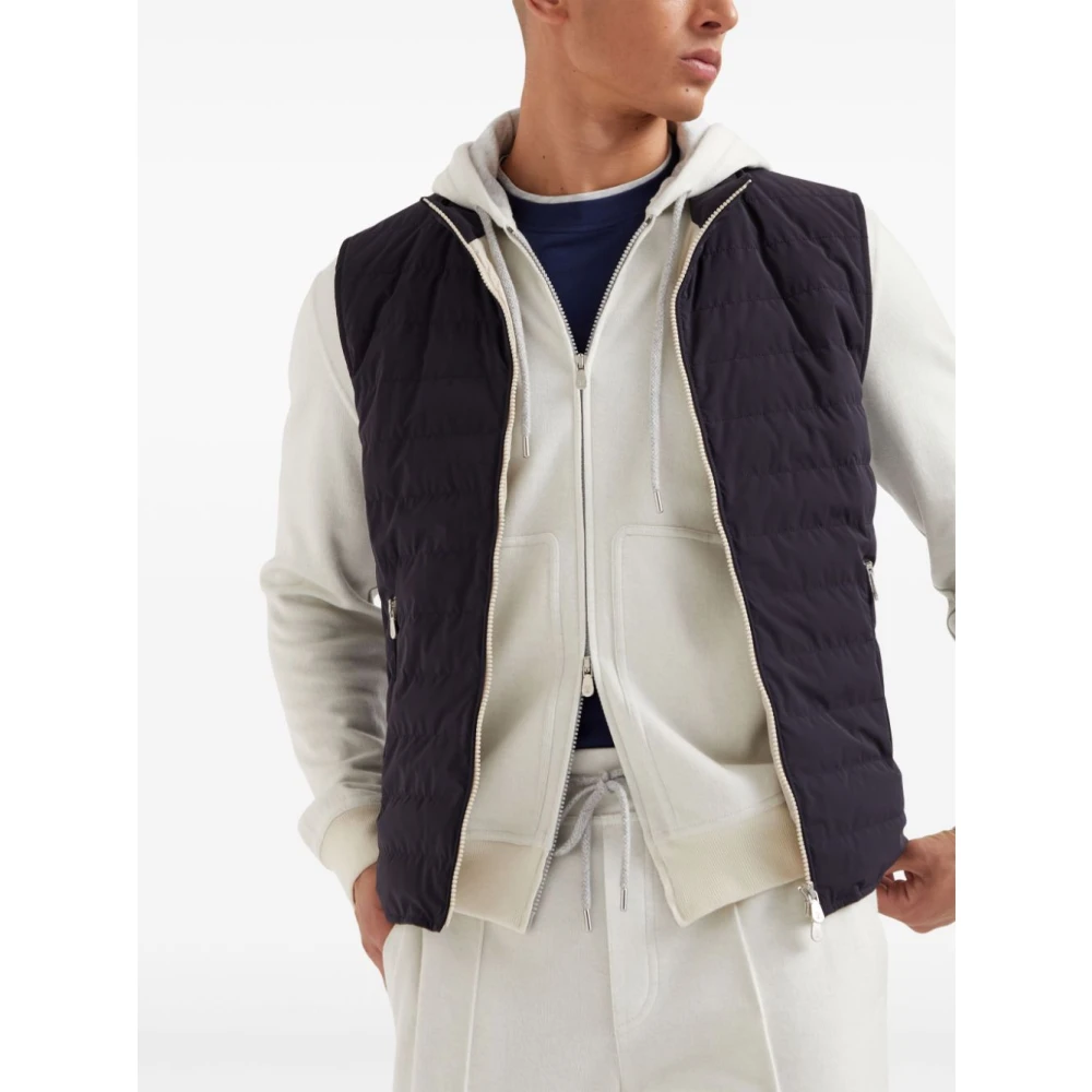 BRUNELLO CUCINELLI Middernachtblauw Gewatteerd Mouwloos Jack Blue Heren