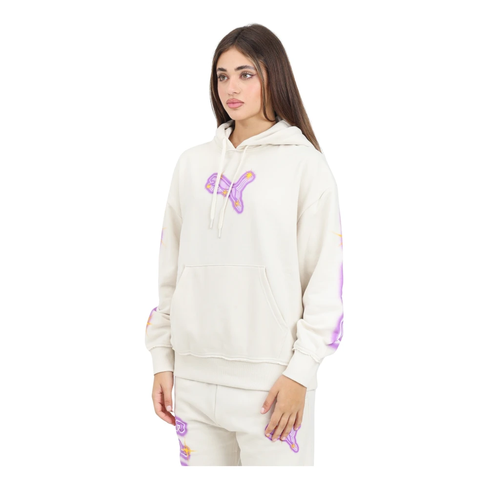 Puma Casual Sparkle Hoodie met Neon Logo Beige Dames