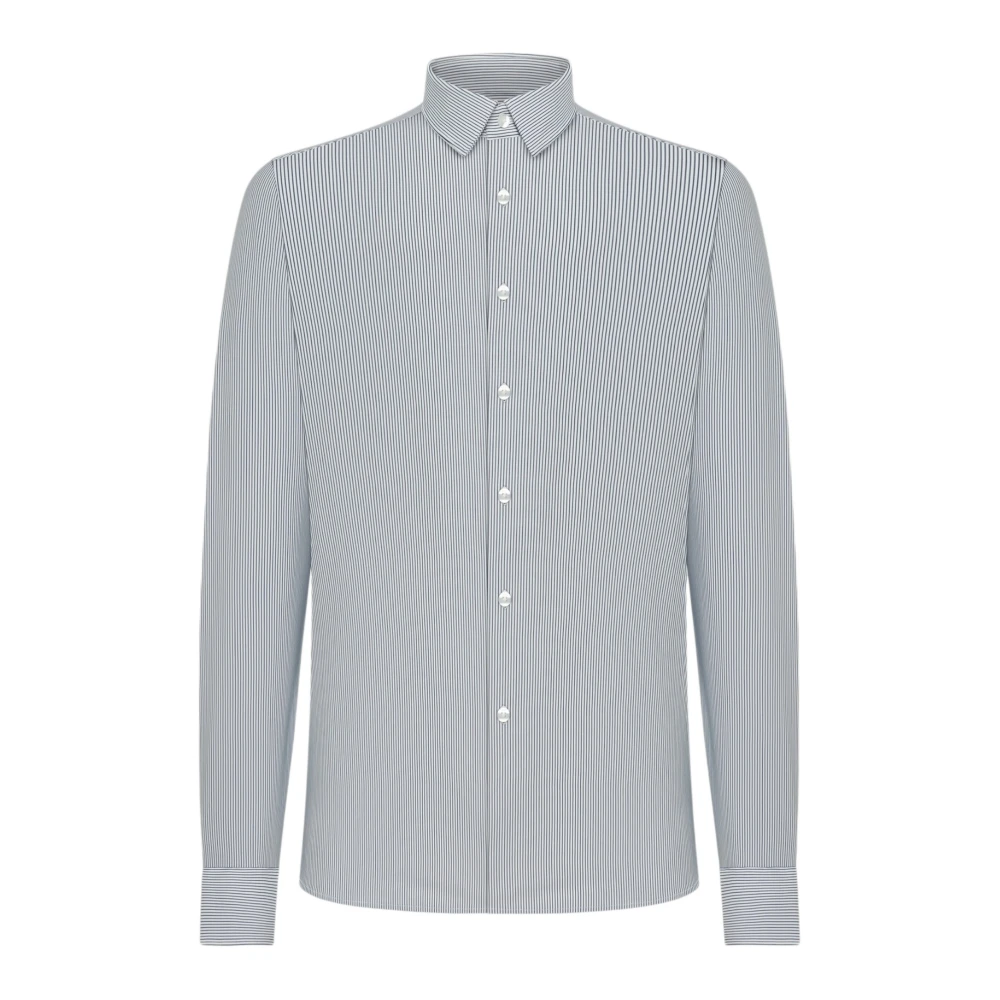 Rrd Men's Blue Oxford Jacquard Stripe Open Shirt - Formal Shirts - L - Shirts