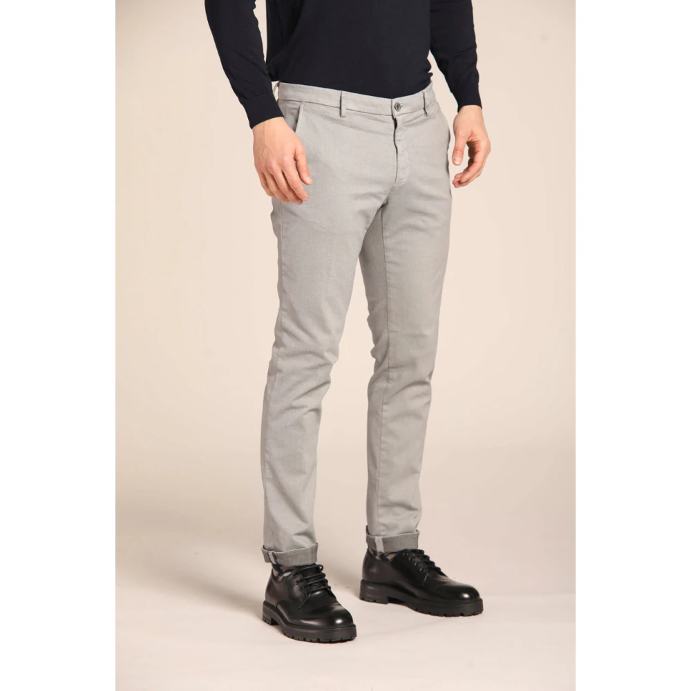 Mason's Slim Fit Katoenen Chino Broek met Micro Patroon Gray Heren