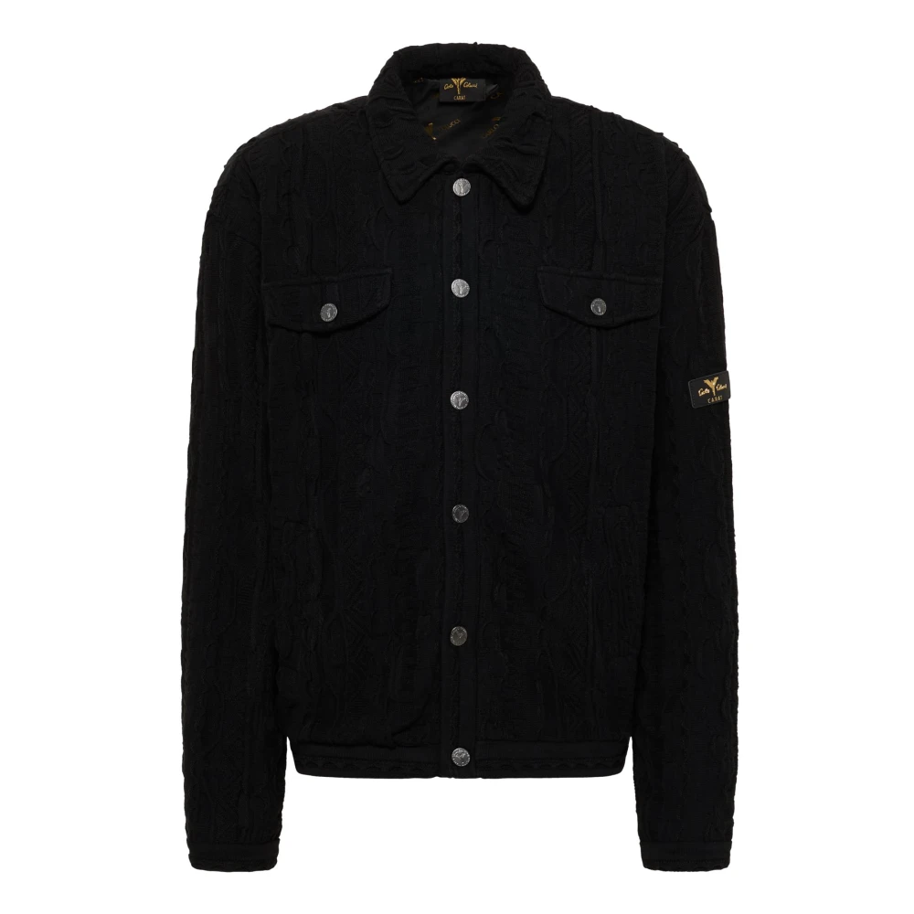 Carlo colucci Luxe Gebreide Blouson met Gouden Print Black Heren