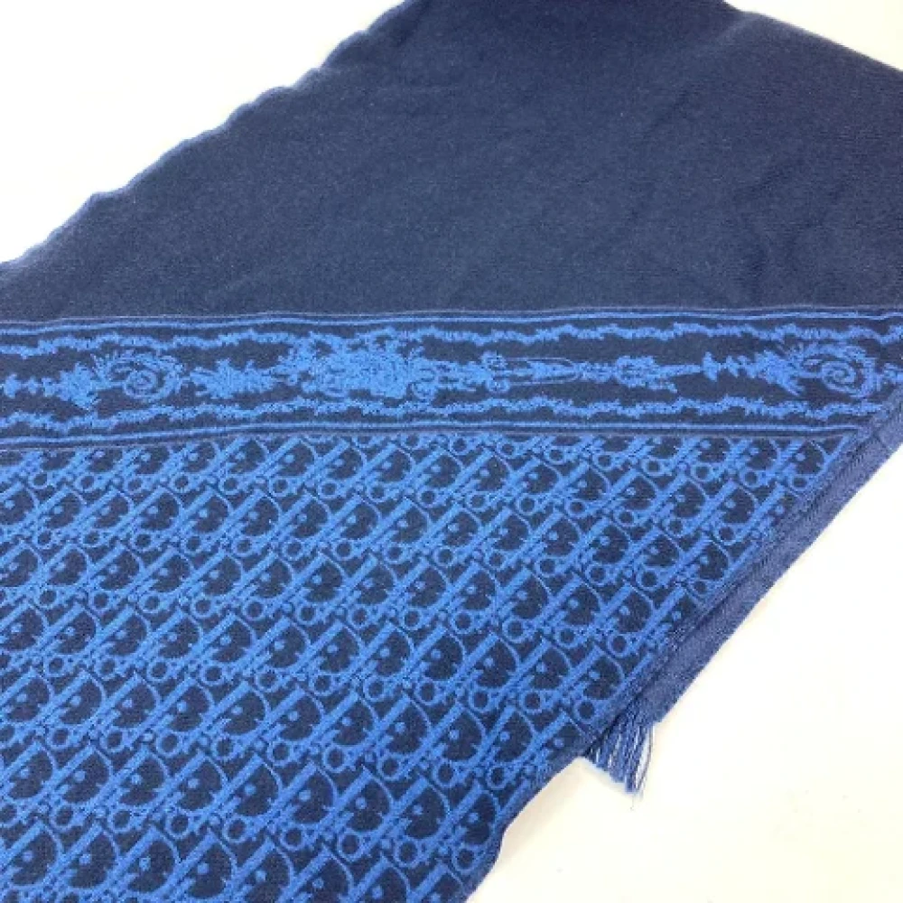 Dior Vintage Pre-owned Wool scarves Blue Dames