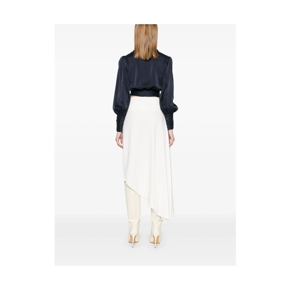 Zimmermann Navy Blauw Zijden Wrap Blouse Blue Dames